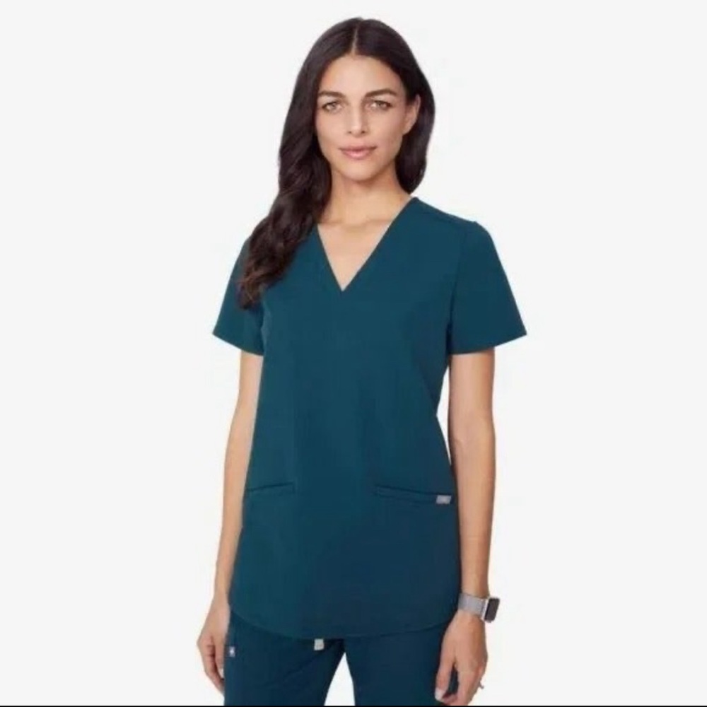 *NWT* FIGS Casma Three-Pocket Scrub Top Caribbean Blue Size XL